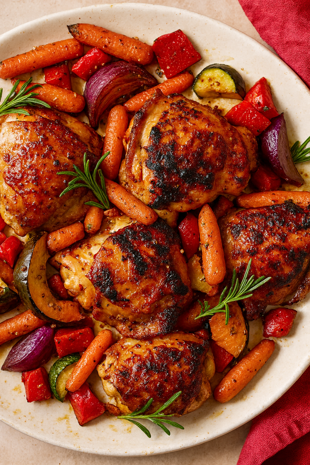 Maple Glazed Chicken Thighs with Roasted Vegetables